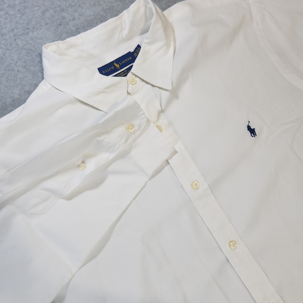 Polo Ralph Lauren Shirt Mens XXL Big White Feather Weight Twill Button Down Pony